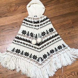 J Crew Hand Knit Wool Poncho